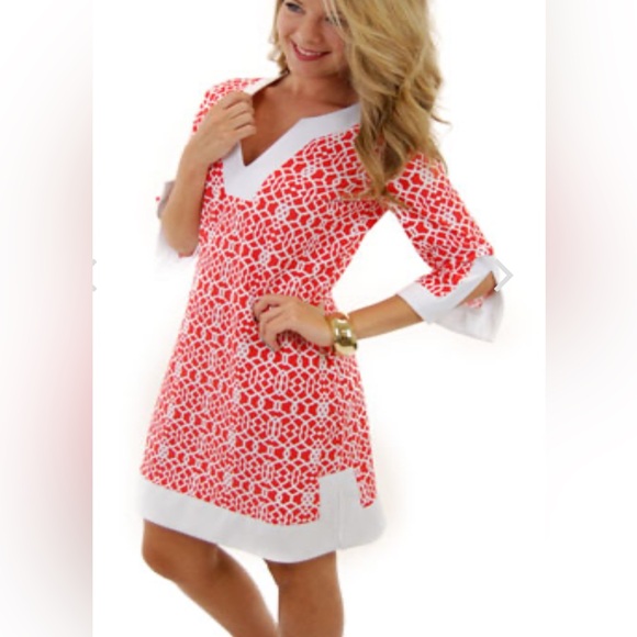 Jude Connally Holly Dress Pink white geometric tunic dress M Medium - Picture 2 of 16